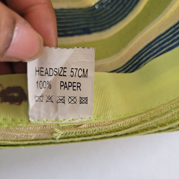 Unbranded Summer /Spring Lime Green Floppy Straw Hat (Size 7 1/8" /Medium) - Picture 3 of 13